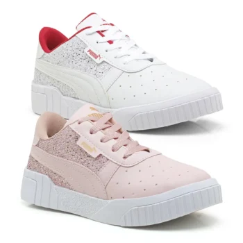 Combo 2 Tênis Puma Cali Bege com Glíter e Branco/Vermelho com Glíter